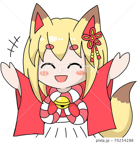 おきつね少女・上半身アップ・はしゃぐ おきつね少女・上半身アップ・はしゃぐ 70254286