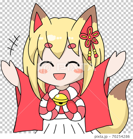 おきつね少女・上半身アップ・はしゃぐ おきつね少女・上半身アップ・はしゃぐ 70254286