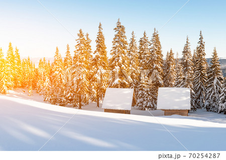 Fantastic landscape with snowy house Fantastic landscape with snowy house 70254287