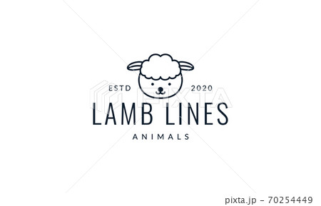 sheep or goat head line smile cute cartoon logo vector  illustration 70254449
