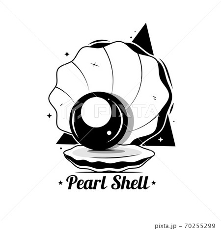 The Black Silhouette Of An Open Shell With のイラスト素材