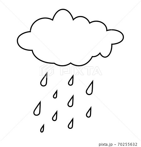 Rain cloud outline isolated on white. Cartoon,... - Stock Illustration  [70255632] - PIXTA