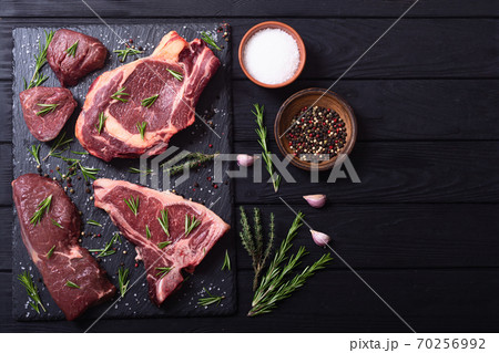 Set of raw beef steak 70256992