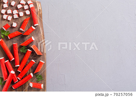Crab sticks from fish protein 70257056