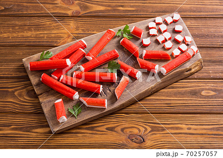 Crab sticks from fish protein 70257057