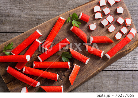 Crab sticks from fish protein 70257058