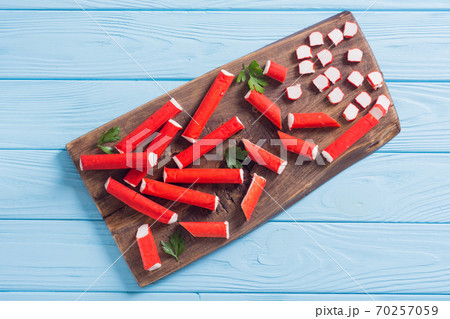 Crab sticks from fish protein 70257059