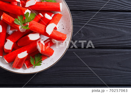 Crab sticks from fish protein 70257063