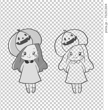 ハロウィンかぼちゃの帽子をかぶった女の子 ハロウィンかぼちゃの帽子をかぶった女の子 70261804