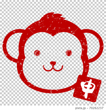 郵票，猴子，猴子，動物，臉，生肖，圖標，grunge，紅色 70262237