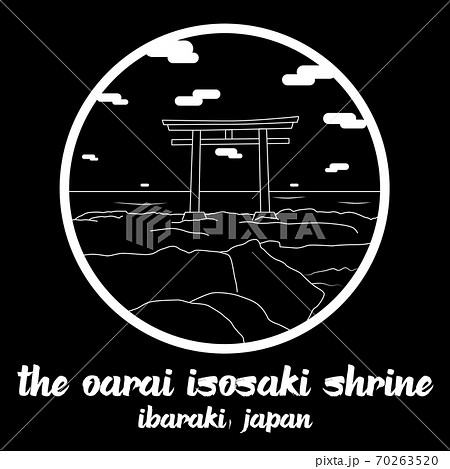 Circle Icon line The Oarai Isosaki Shrine Torii. vector illustration 70263520