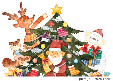 クリスマスツリーと動物たちのイラスト素材 [70263726] - PIXTA
