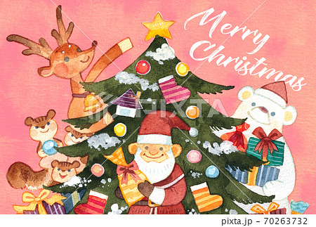 クリスマスカード ピンク文字あり のイラスト素材 クリスマスカード ピンク文字あり のイラスト素材