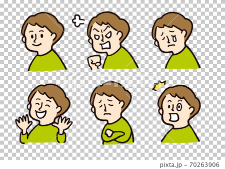 男孩插畫情緒、憤怒、悲傷、幸福 男孩插畫情緒、憤怒、悲傷、幸福 70263906