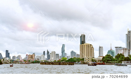 Bangkok cityscape and Chao Phraya River with cloudscape 70264699