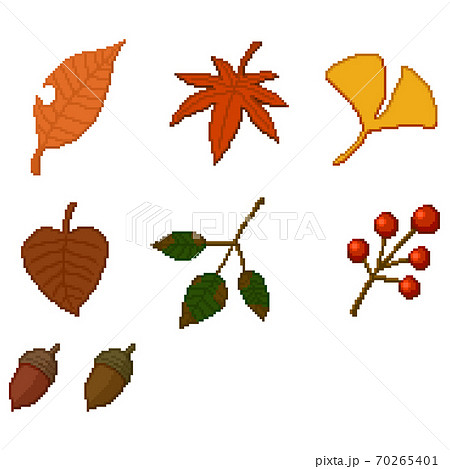 落ち葉のドット絵のイラスト素材