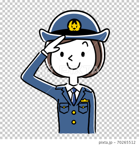 イラスト素材:若い女性警察官、婦警、敬礼 イラスト素材:若い女性警察官、婦警、敬礼 70265512