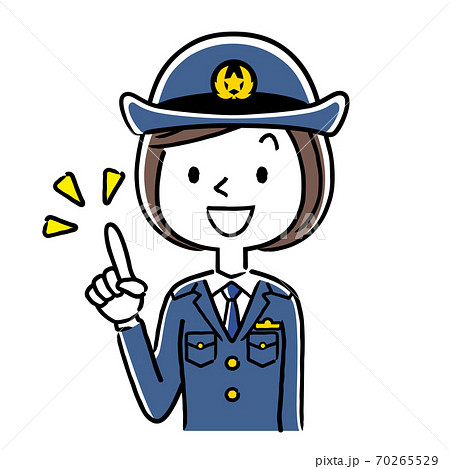 イラスト素材：若い女性警察官、婦警、ポイント 70265529