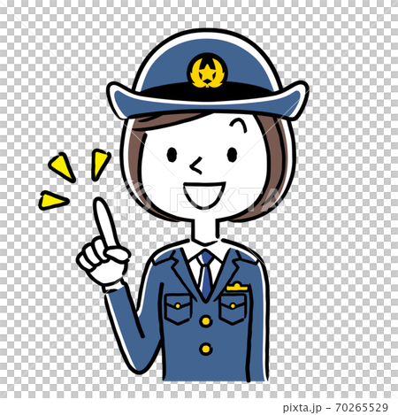 イラスト素材：若い女性警察官、婦警、ポイント 70265529