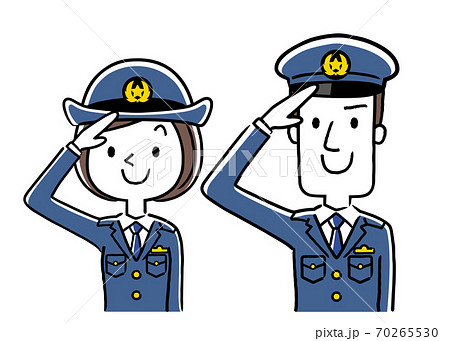 イラスト素材 男性警察官と女性警察官 敬礼のイラスト素材
