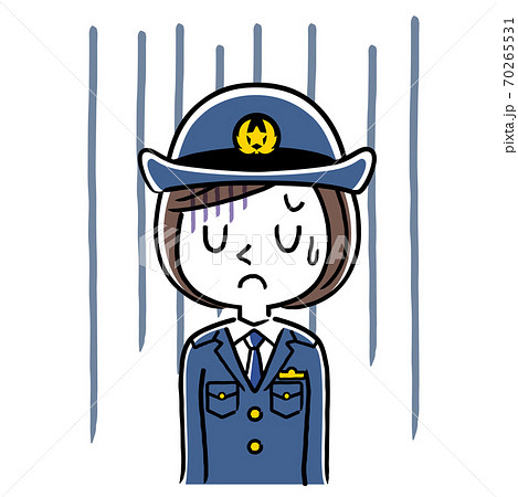 イラスト素材：若い女性警察官、婦警、落ち込む 70265531