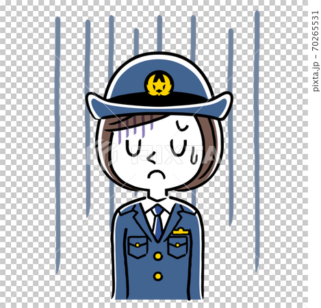 イラスト素材：若い女性警察官、婦警、落ち込む 70265531