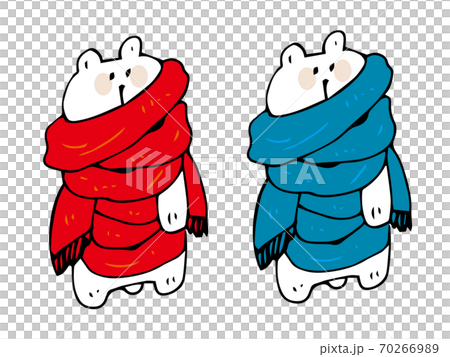 マフラーグルグル巻き シロクマのイラスト素材