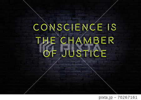 Wise quote. Neon inscription against brick wall 70267161