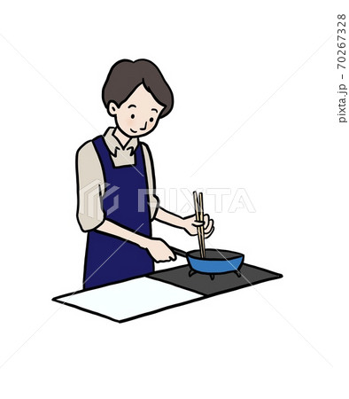 料理をする男性 右向き 料理をする男性 右向き 70267328