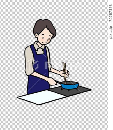 料理をする男性 右向き 料理をする男性 右向き 70267328
