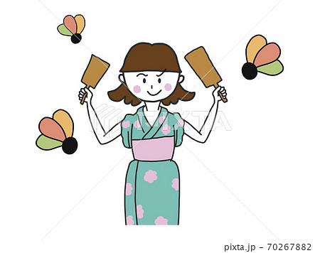 正月　羽つき 70267882