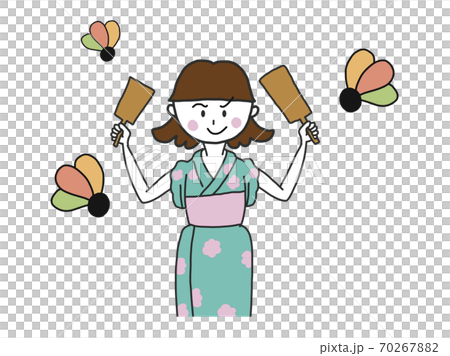 正月　羽つき 70267882