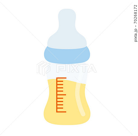 ベビー用品の哺乳瓶ブルー＿ベビーイラスト80 70268172