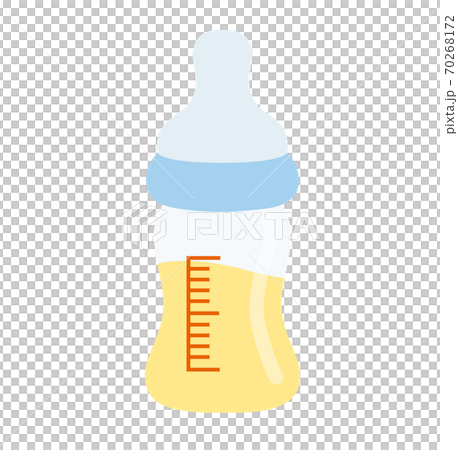 ベビー用品の哺乳瓶ブルー＿ベビーイラスト80 70268172