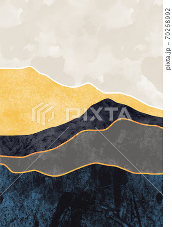 Abstract mountain landscape, Natural landscape background. Creative minimalist hand painted design for wall decoration, postcard or brochure design.vector illustration. 70268992