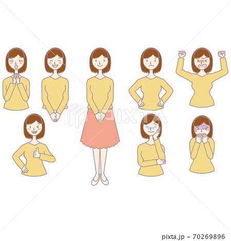 女性のイラスト　喜怒哀楽　20代　30代　40代 70269896