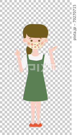 Green dress sister wearing a handmade mask Green dress sister wearing a handmade mask 70270715