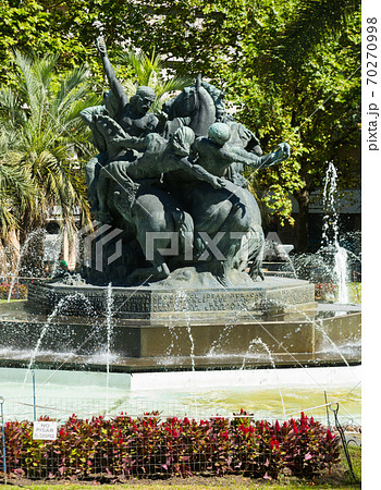 Fountain and memorial on Juan Pedro Fabini Square. Montevideo 70270998