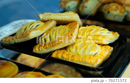 Empanadas in Catalan pastry shop 70271572