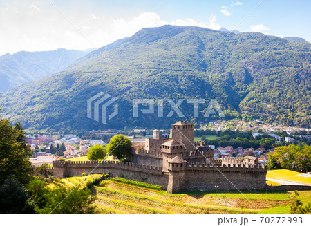 Castles of Bellinzona are group of fortifications located around the town of Bellinzona, capital of the Swiss canton of Ticino Castles of Bellinzona are group of fortifications located around the town of Bellinzona, capital of the Swiss canton of Ticino 70272993