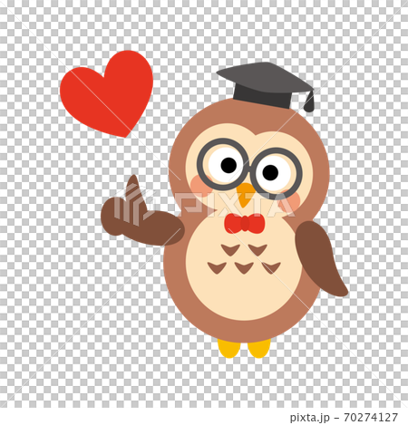 いいね をするフクロウ博士のイラスト素材