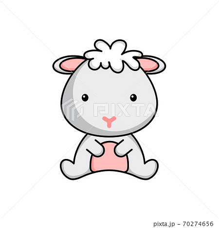Cute business sheep icon on white background. Mascot cartoon animal character design of album, scrapbook, greeting card, invitation, flyer, sticker, card. Flat vector stock illustration. 70274656