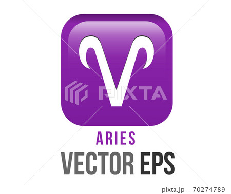 The isolated vector gradient purple Aries astrological sign icon in the Zodiac,  represents a ram 70274789