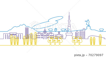 札幌の街並 線画のイラスト素材