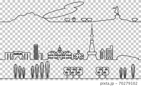 札幌の街並 モノクロ線画 札幌の街並 モノクロ線画 70279102