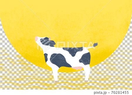 Japanese style cow illustration 70281455