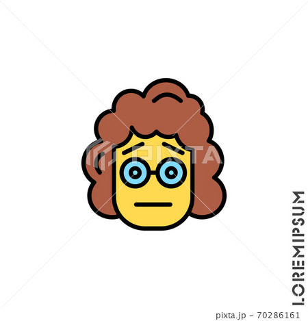 cute yellow girl, woman icon emoticon sticker, vector illustration. Embarrassed Shy Blushing Face Emoticon Icon Vector Illustration 70286161
