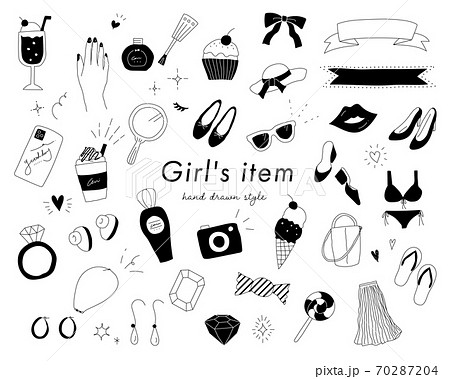 Hand drawn woman items and accessories Royalty Free Vector