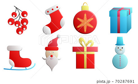Vector set of modern line colored Christmas icons 70287691