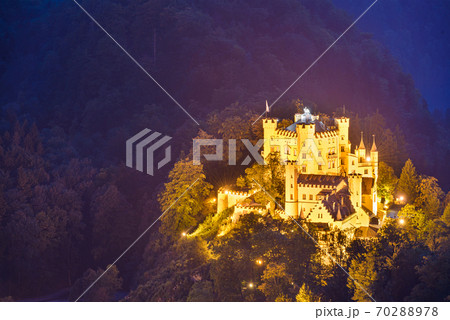Hohenschwangau Castle at night in the Bavarian Alps of Germany 70288978